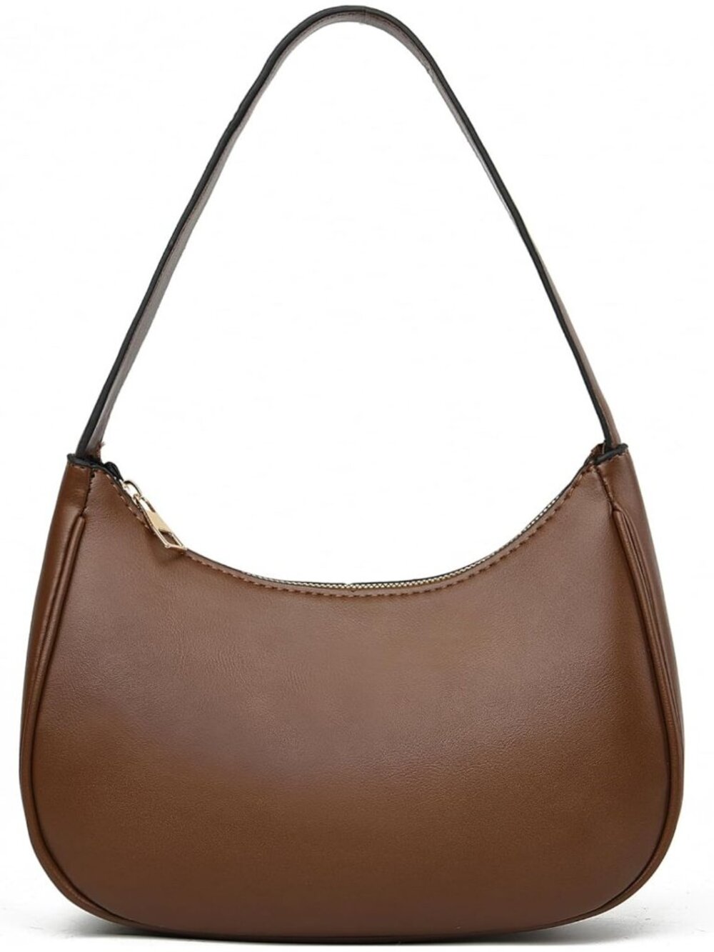 Women's Coffee Leather Small Stylish Retro Zipper Classic Clutch Hobo Tote Bags
